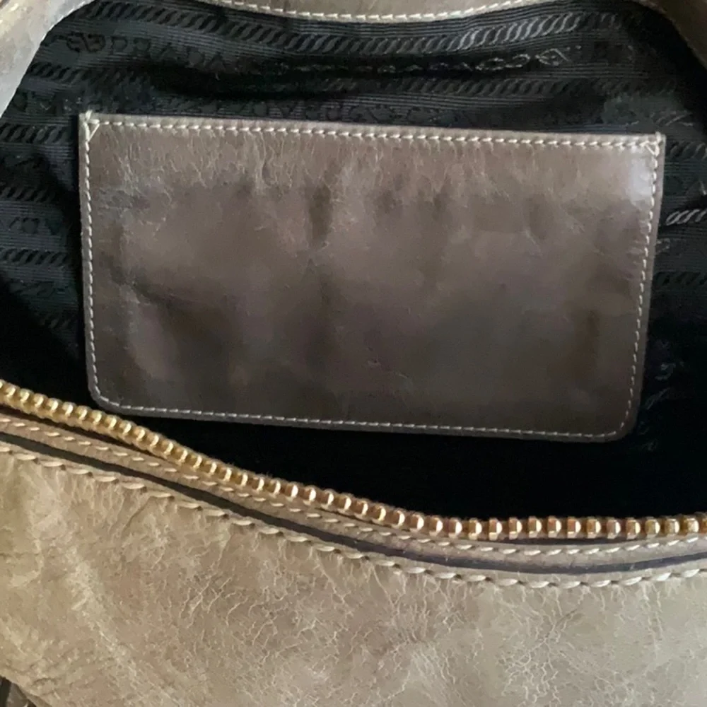 Host Pic✨🤎Prada Vitello Shine Leather Hobo Taupe - Picture 15 of 16